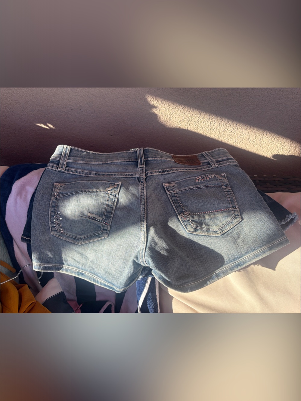 BKE Light Blue Denim Jean Shorts with Embellished Back Pockets
